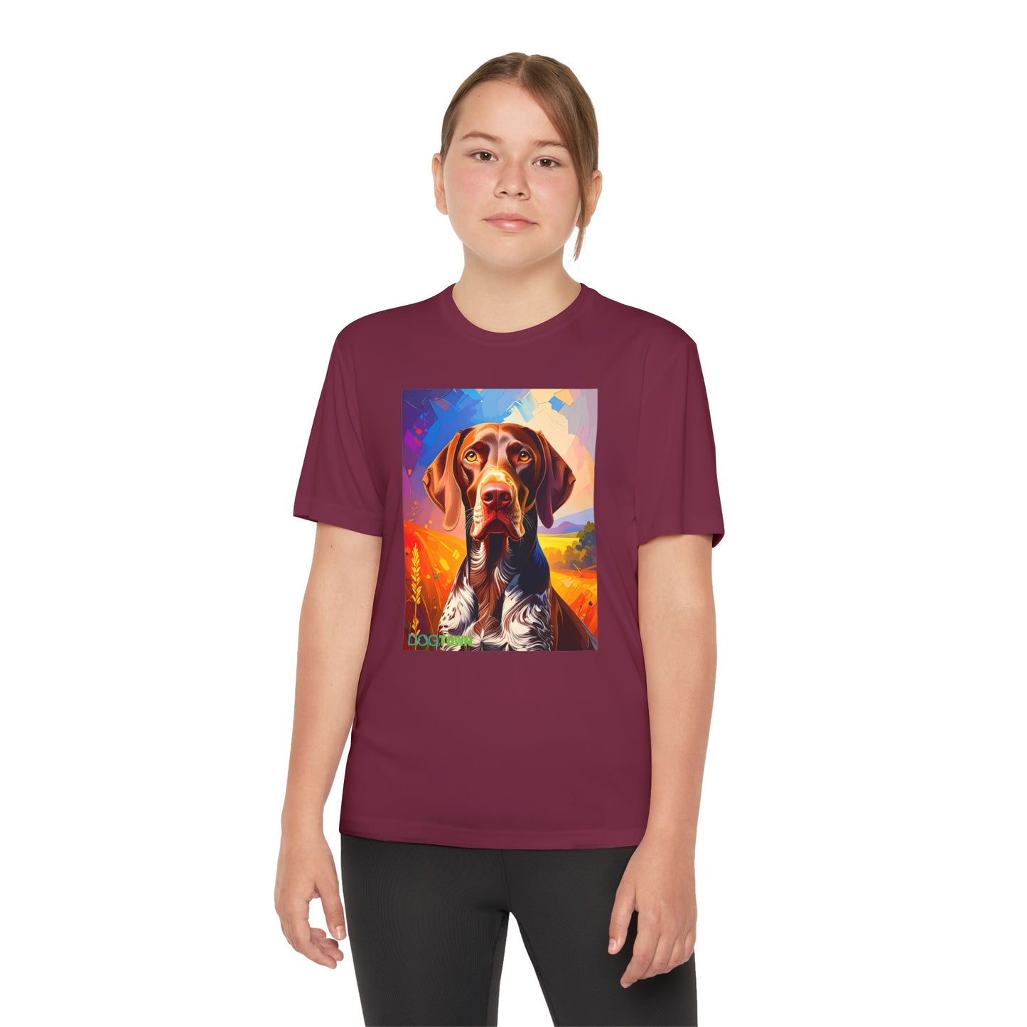 Pup Art Canvas - Kid's Sport Short Sleeve Tee (German Shorthaired Pointer)