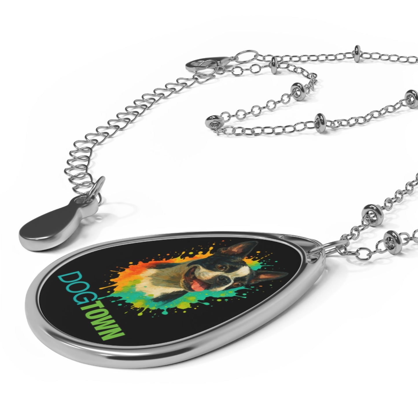 Dogtown Oval Necklace - Boston Terrier