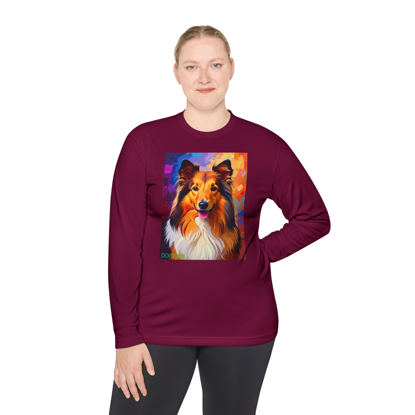 Pup Art Canvas Sport Long Sleeve Tee (Sheltie)
