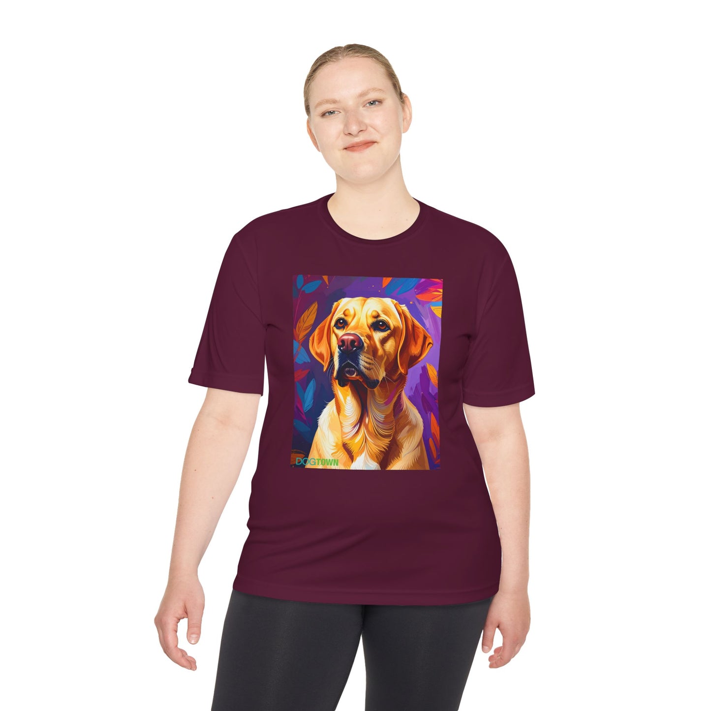 Pup Art Canvas Unisex Moisture Wicking Tee (Yellow Lab)