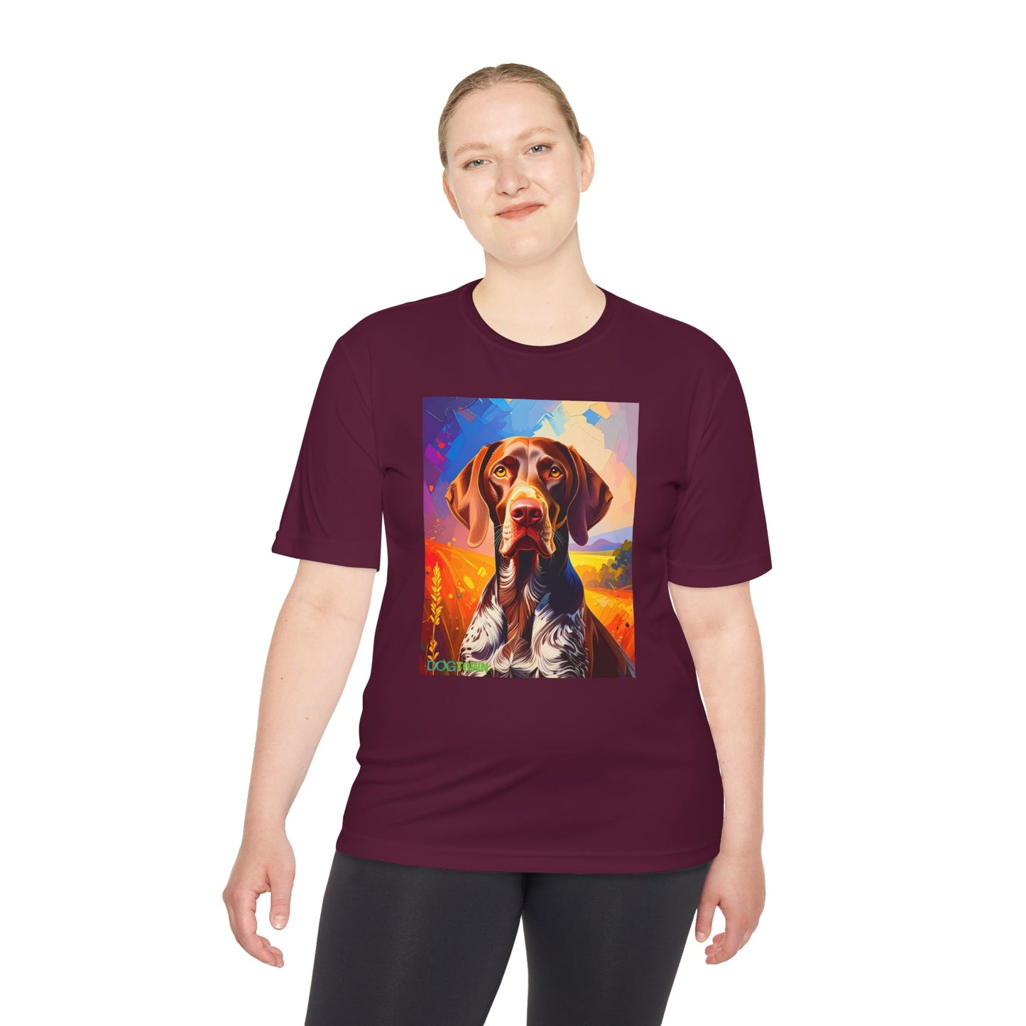 Pup Art Canvas Unisex Moisture Wicking Tee (German Shorthaired Pointer)