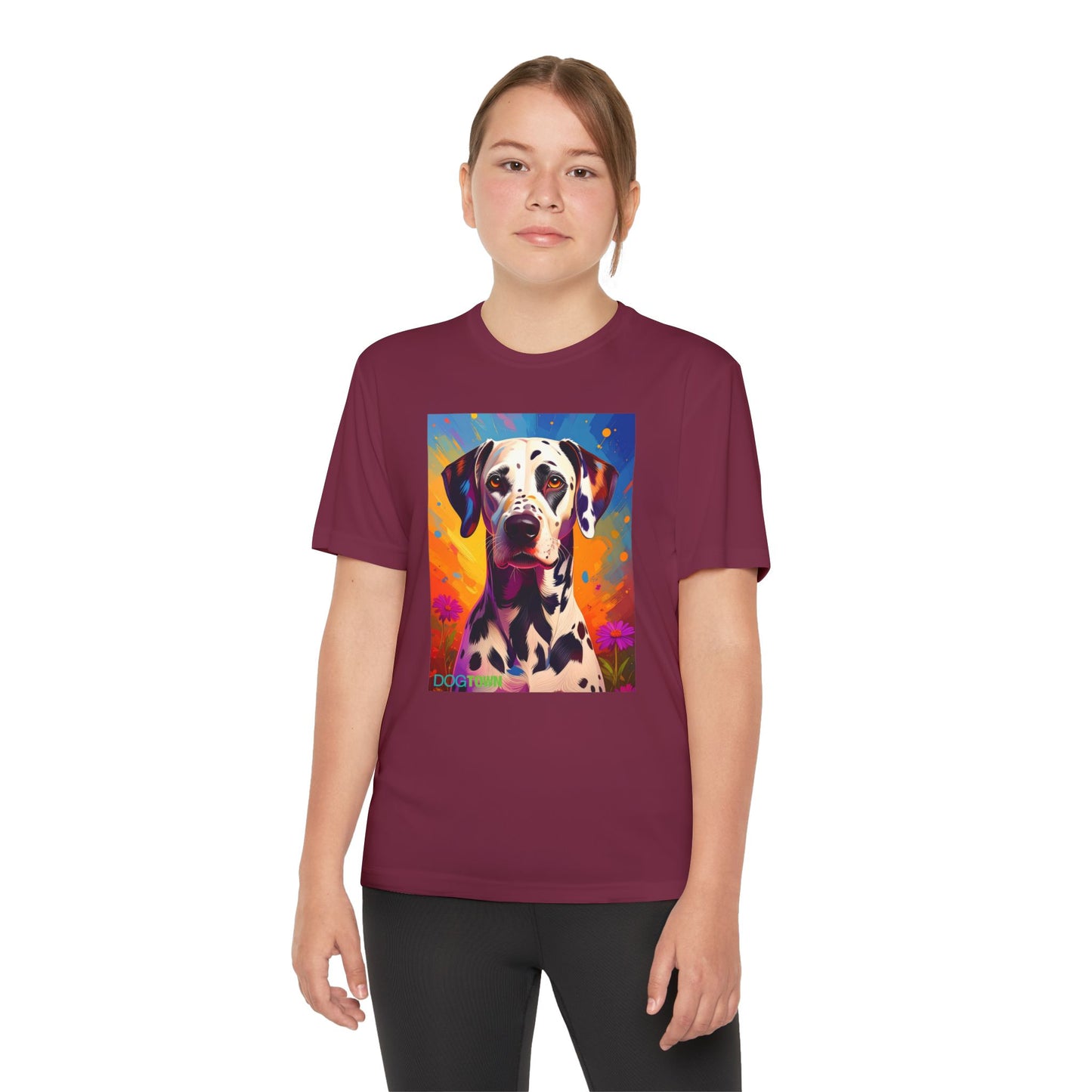 Pup Art Canvas - Kid's Sport Short Sleeve Tee (Dalmatian)