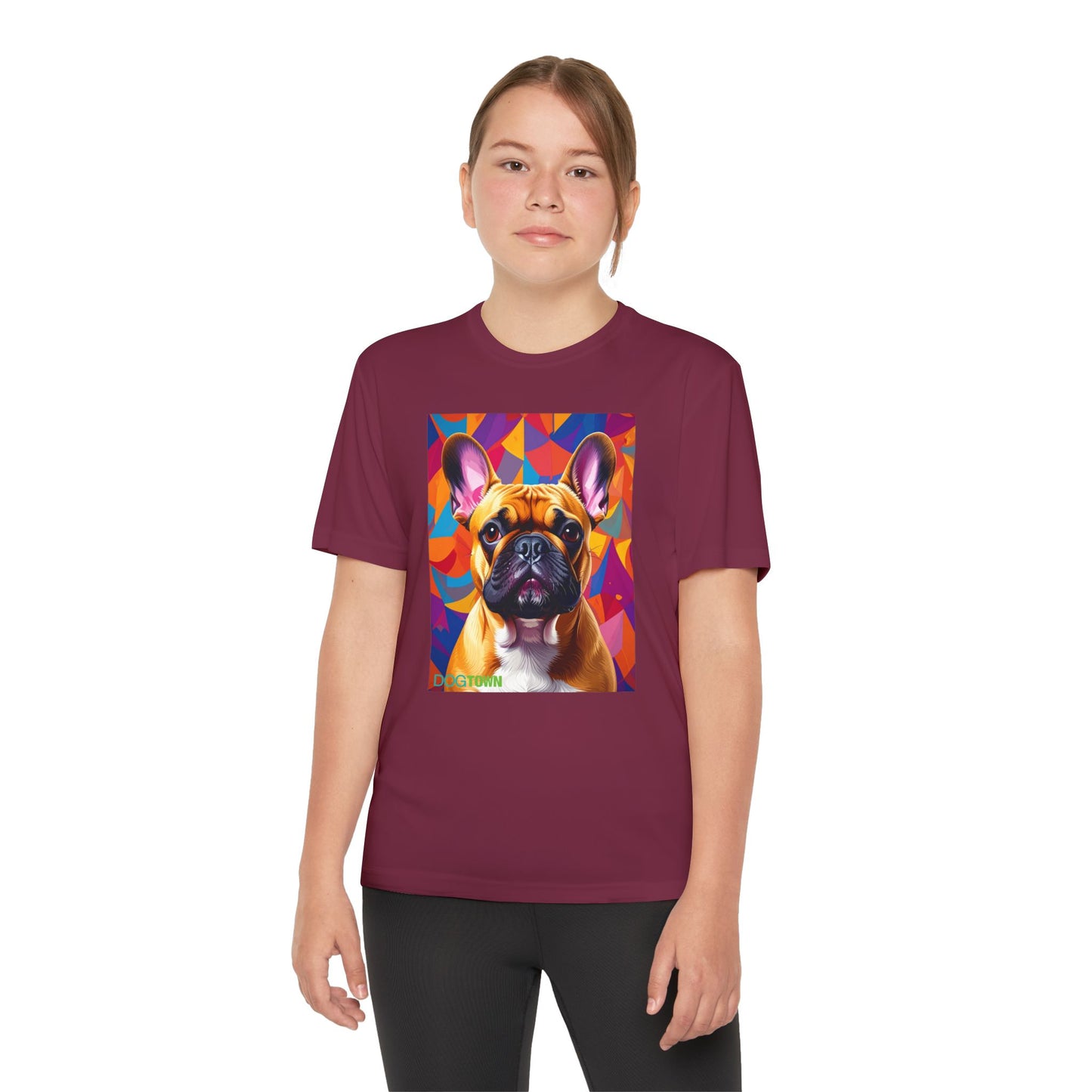 Pup Art Canvas - Kid's Sport Short Sleeve Tee (French Bulldog)