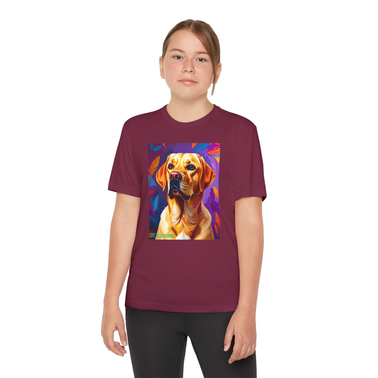 Pup Art Canvas - Kid's Sport Short Sleeve Tee (Yellow Lab)