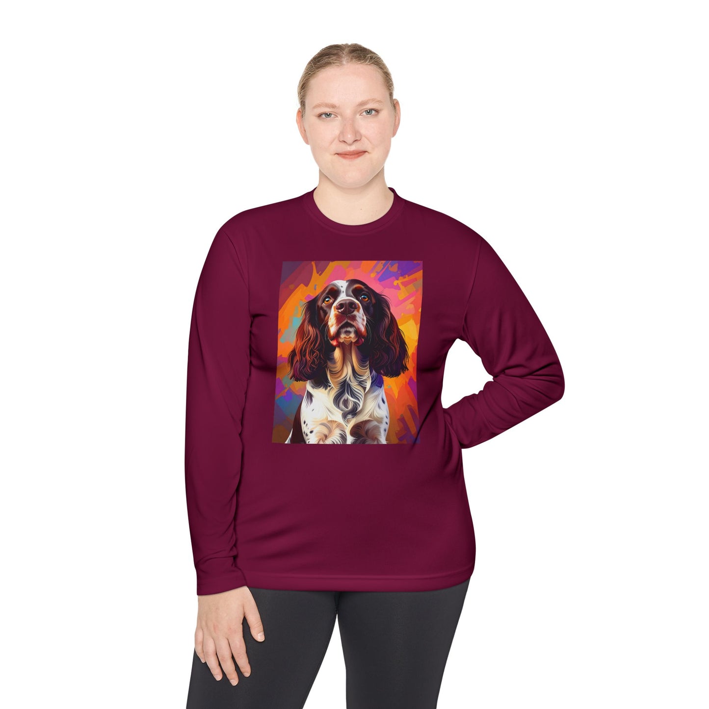 Pup Art Canvas Sport Long Sleeve Tee (English Springer Spaniel - 2)