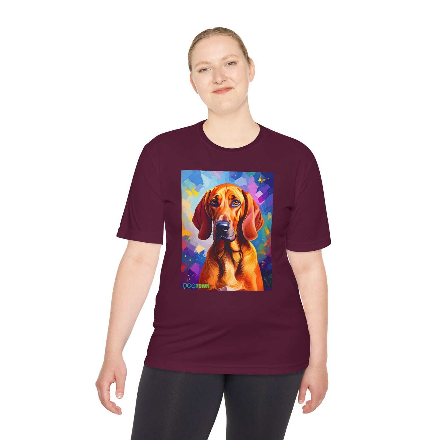 Pup Art Canvas Unisex Moisture Wicking Tee (Redbone Coonhound)
