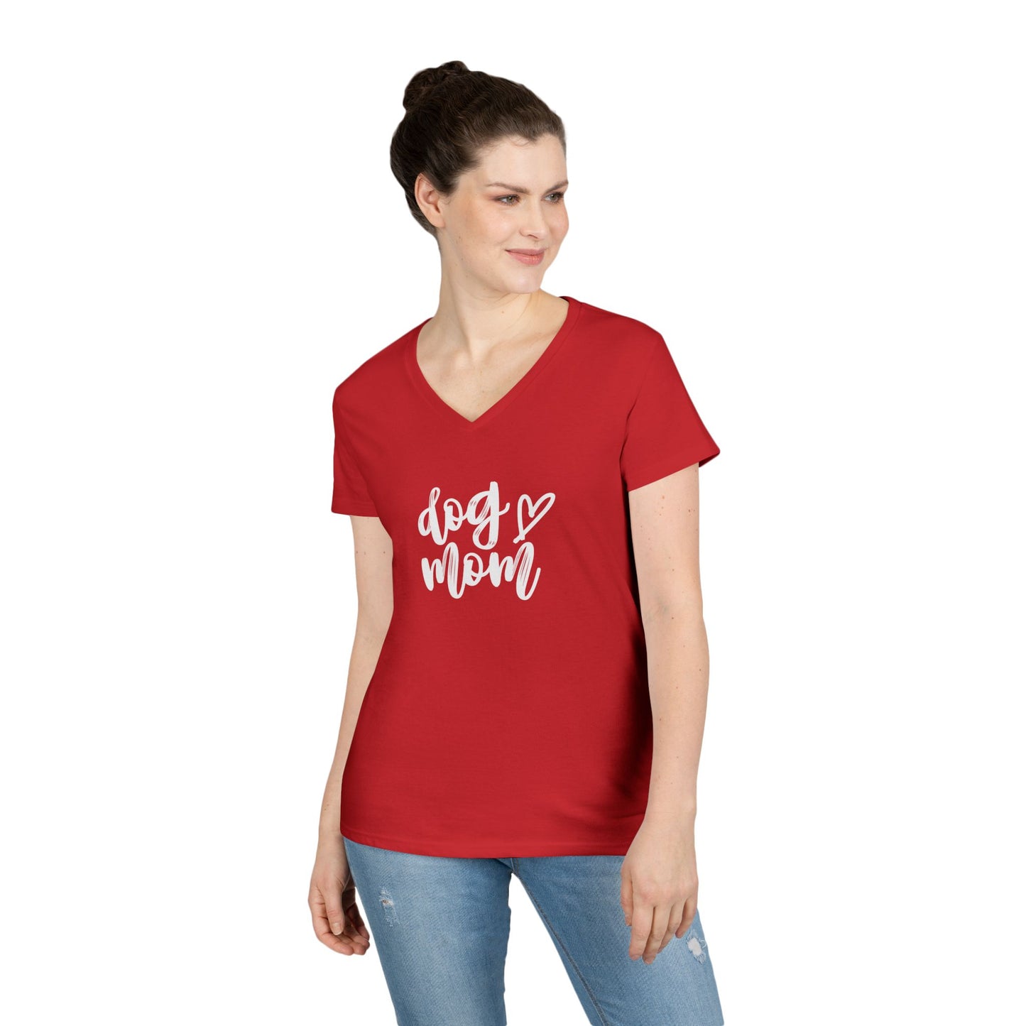 Dog Mom V-Neck T-Shirt, Cute Pet Lover Gift, Dog Lover Tee, Canine Mom Shirt, Casual Dog Apparel