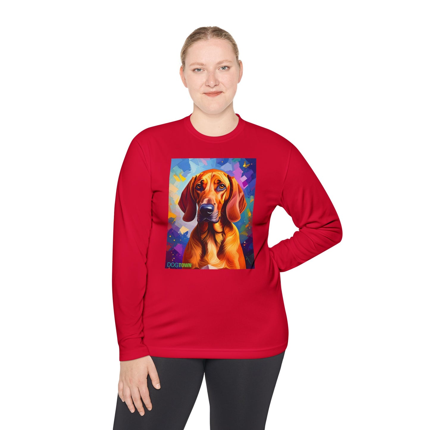 Pup Art Canvas Sport Long Sleeve Tee (Redbone Coonhound)