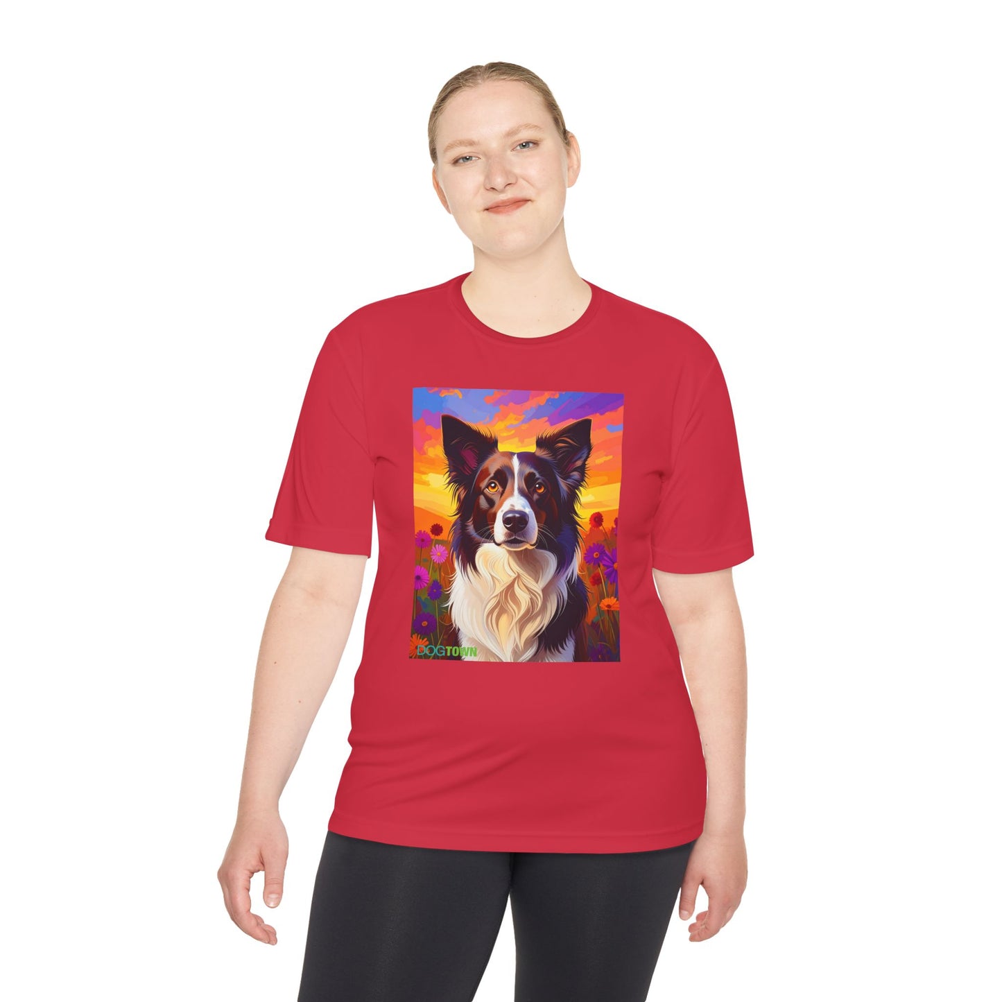 Pup Art Canvas Unisex Moisture Wicking Tee (Border Collie)