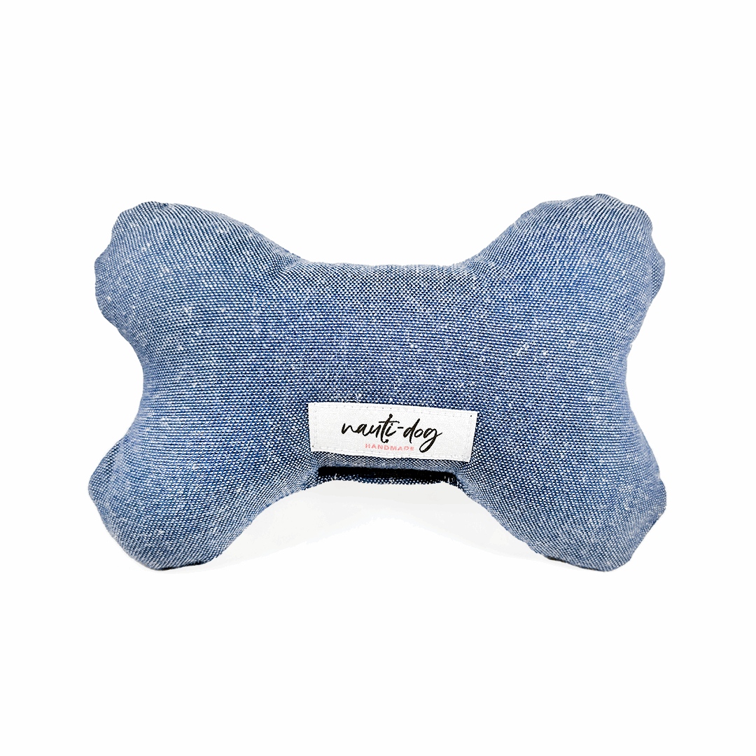 Chambray Classic Oxford Denim Woven Stuffed Squeaker Wubby Dog Toy