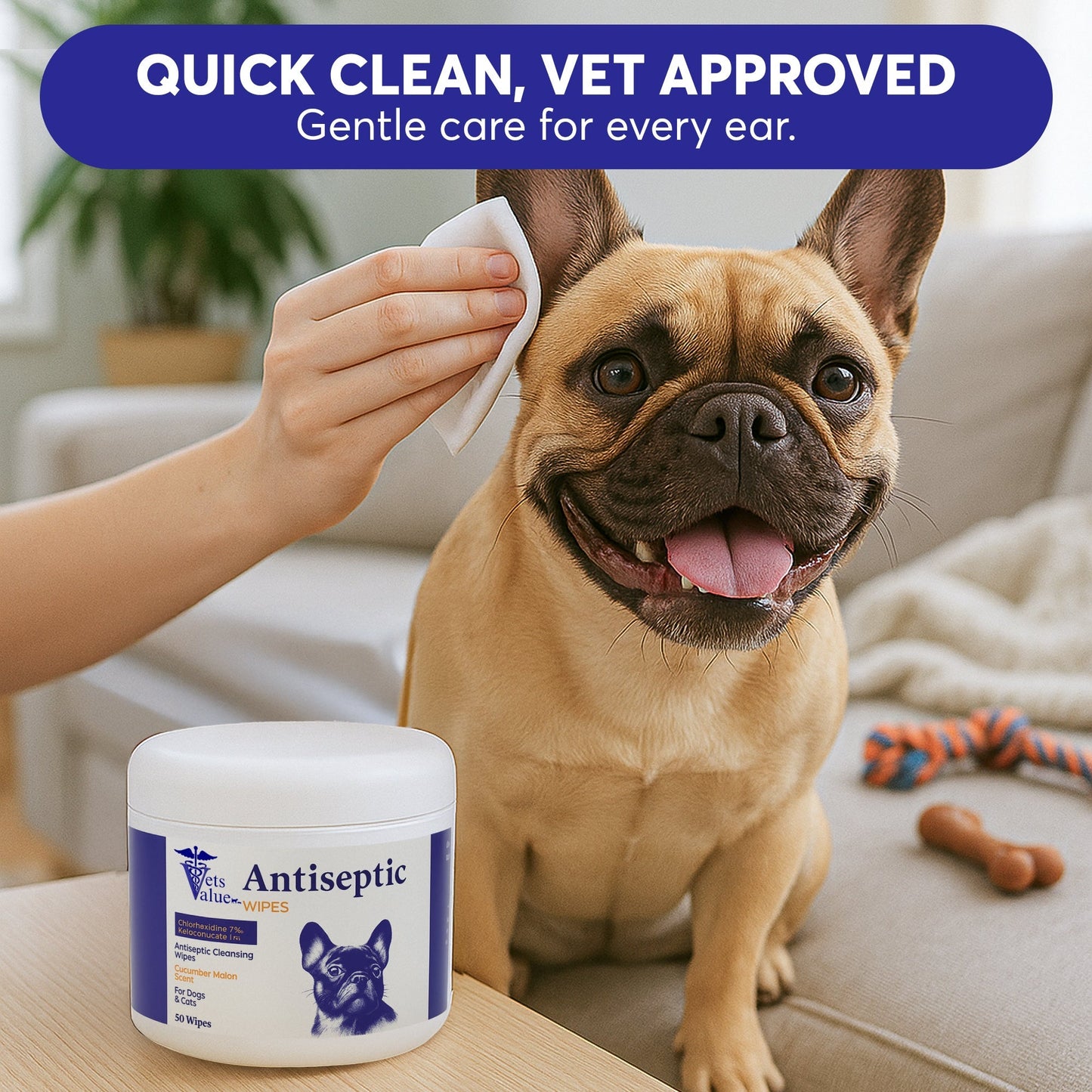 Value Ear Cleaning Wipes for Dogs & Cats | Alcohol-Free, Hypoallergenic Otic Cleanser with Soothing Aloe Vera – Gently Cleans, Helps Reduce Odor, Dirt & Irritation