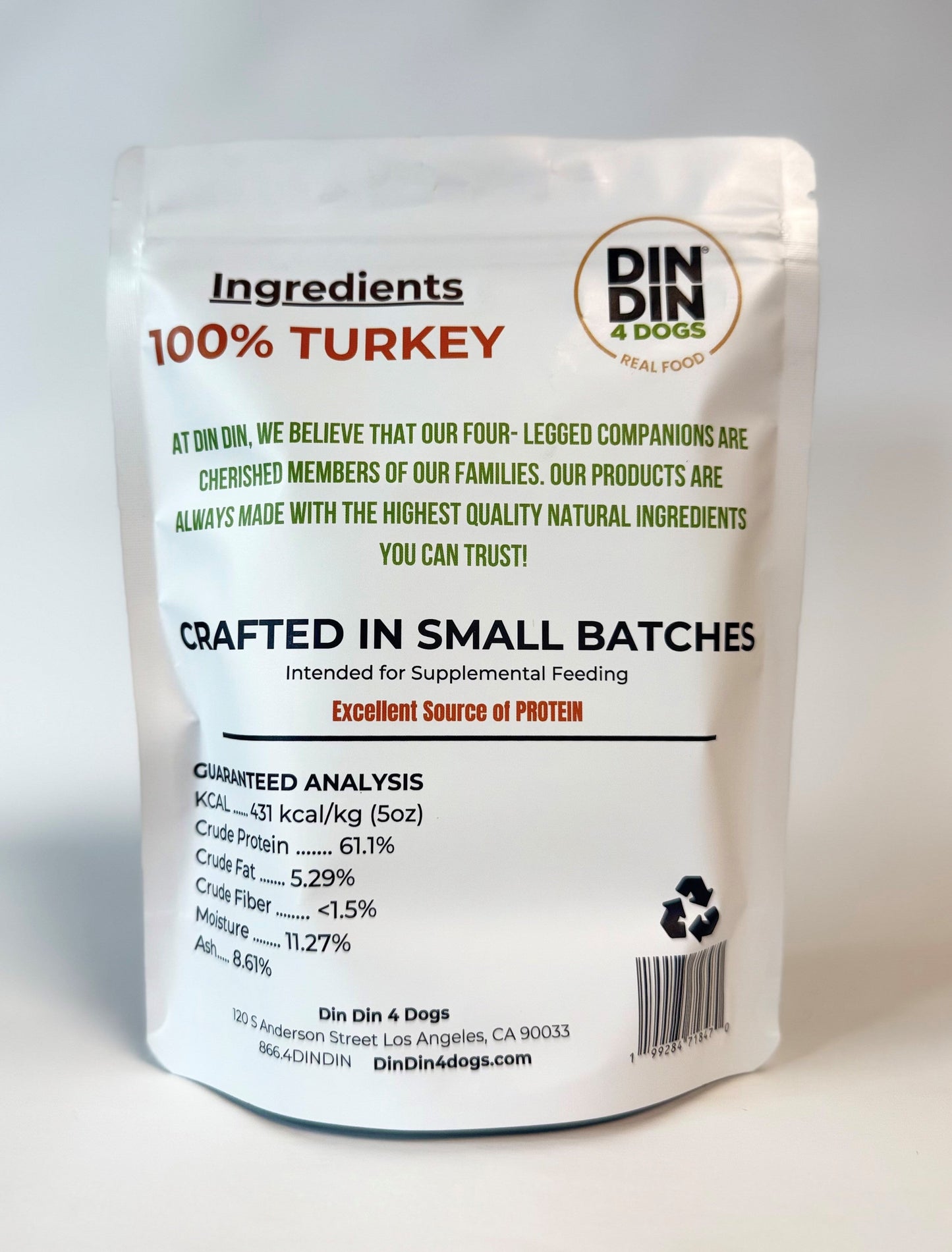 100% Turkey Dog Treats, 5 Ounce Bag, Single Ingredient, High Protein