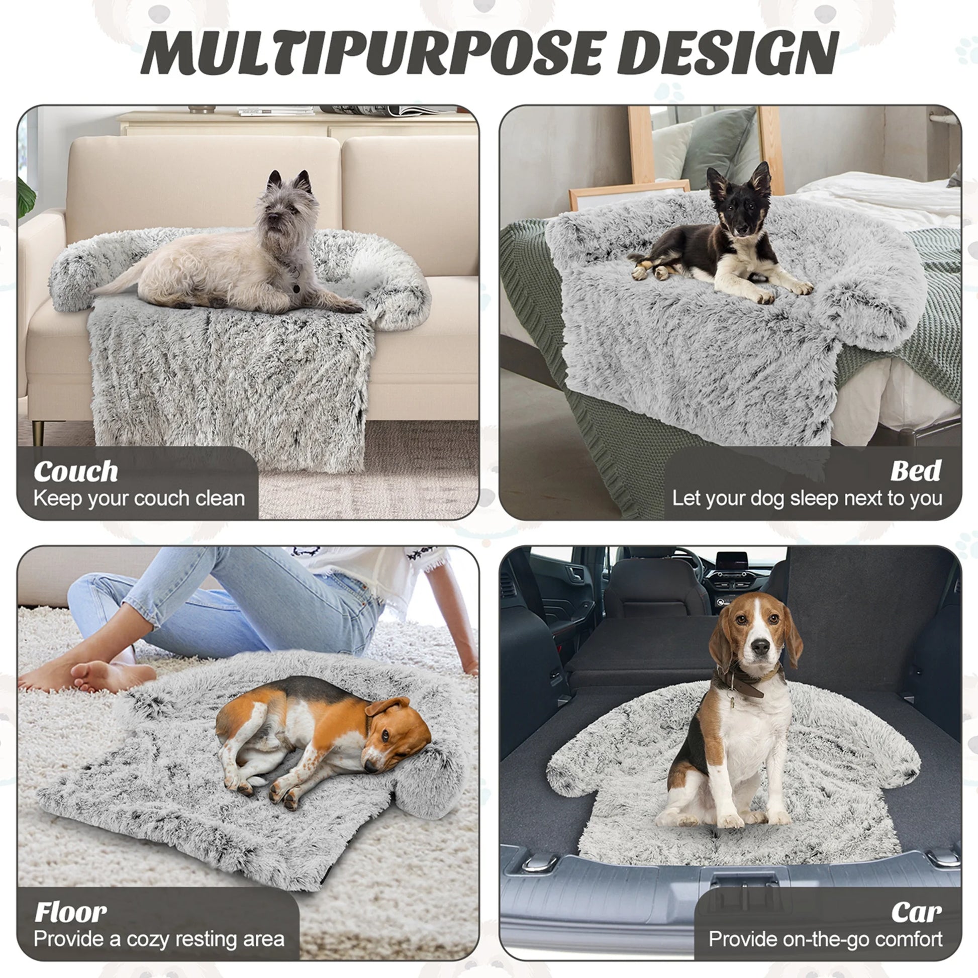 Plush Calming Dog Couch Bed with Anti-Slip Bottom 