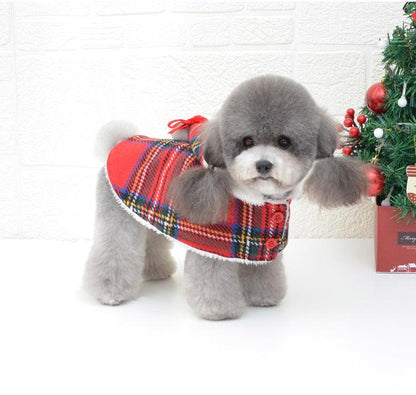 Festive Knitted Turtleneck Dog Sweater - Cozy Christmas Red Plaid Pet Winter Coat