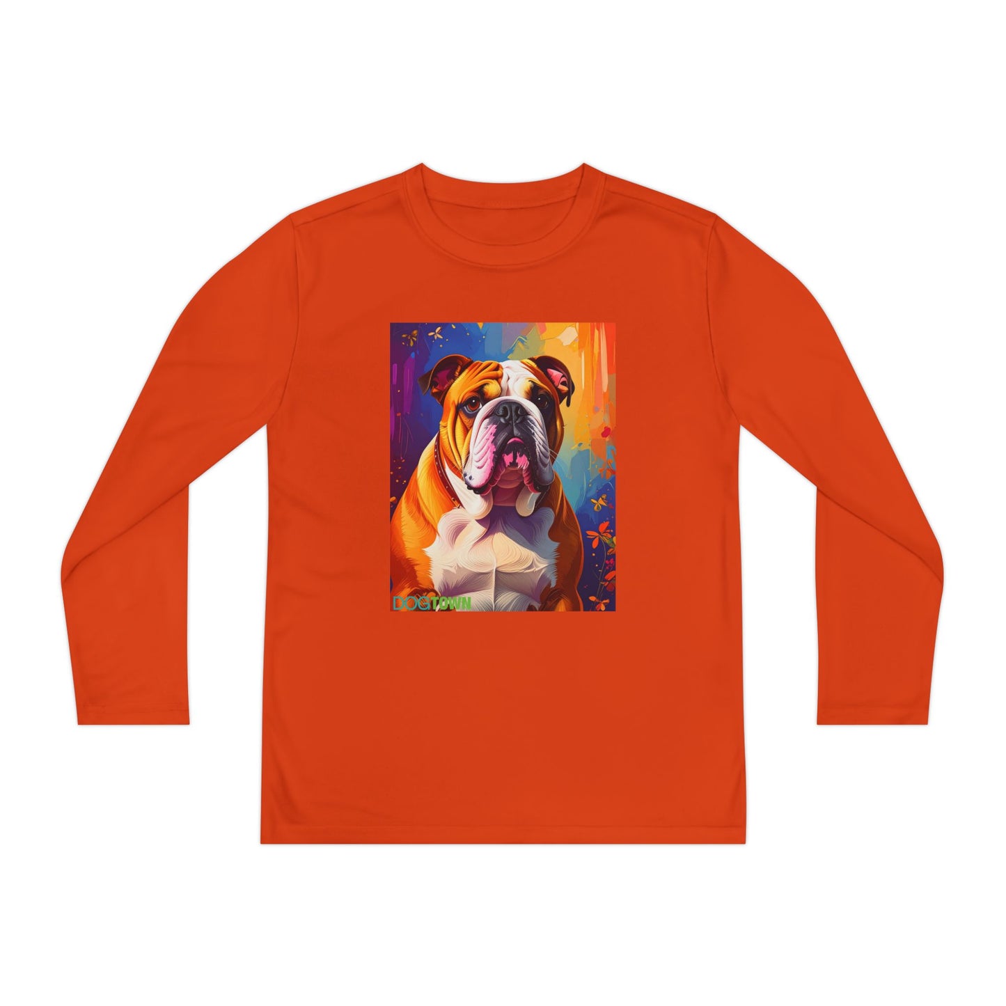 Pup Art Canvas - Kid's Sport Long Sleeve Tee (English Bulldog)