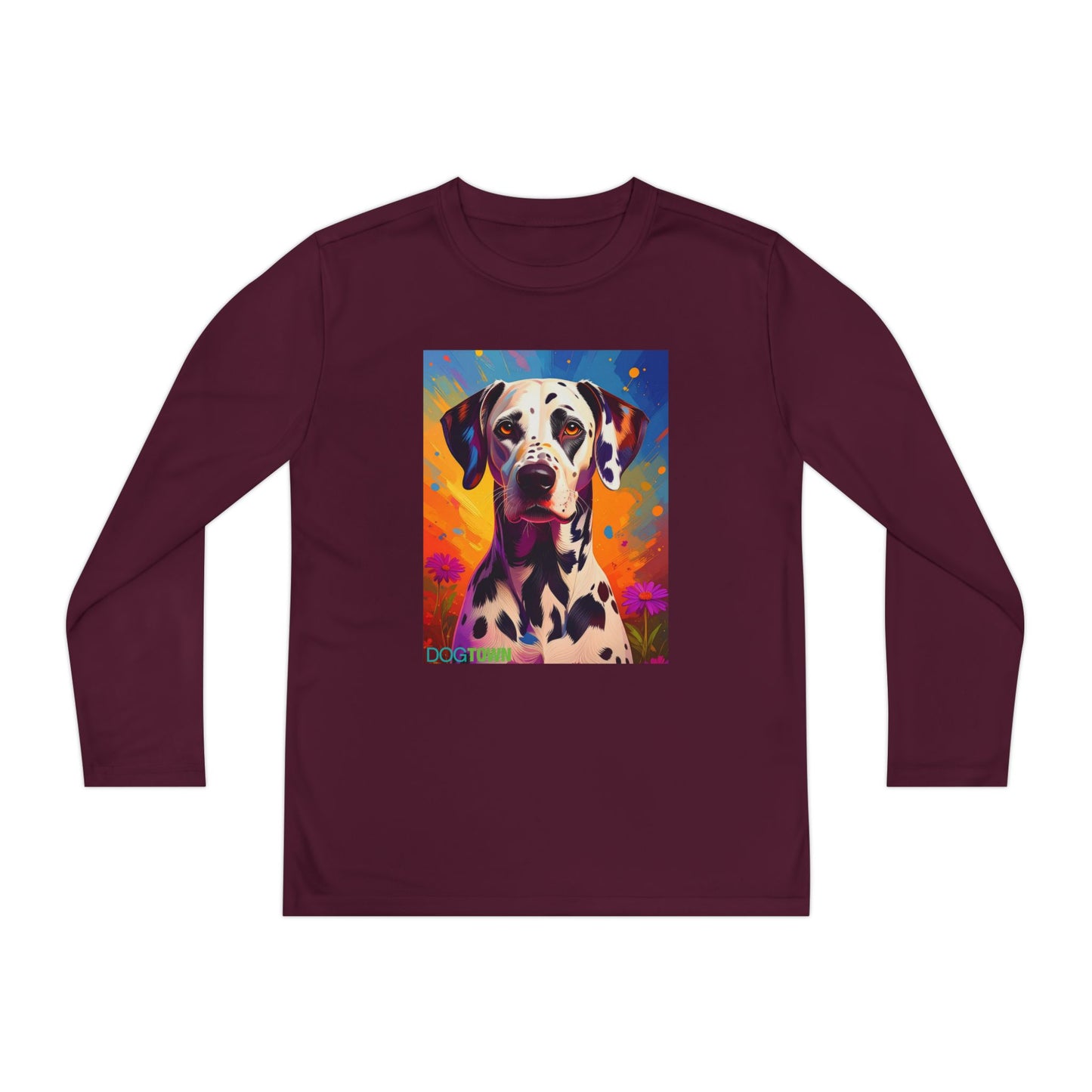 Pup Art Canvas - Kid's Sport Long Sleeve Tee (Dalmatian)