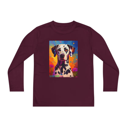 Pup Art Canvas - Kid's Sport Long Sleeve Tee (Dalmatian)