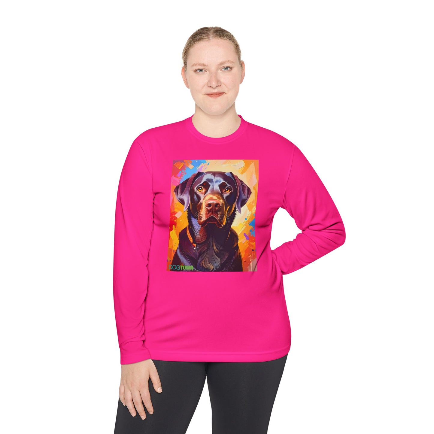 Pup Art Canvas Sport Long Sleeve Tee (Chocolate Lab)