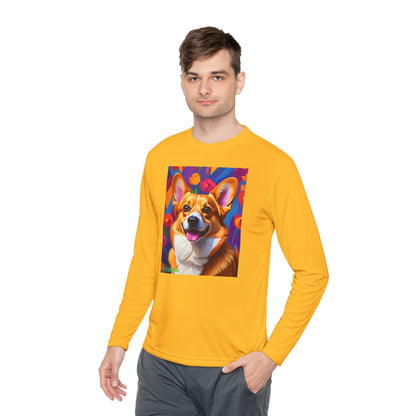 Pup Art Canvas Sport Long Sleeve Tee (Corgi)