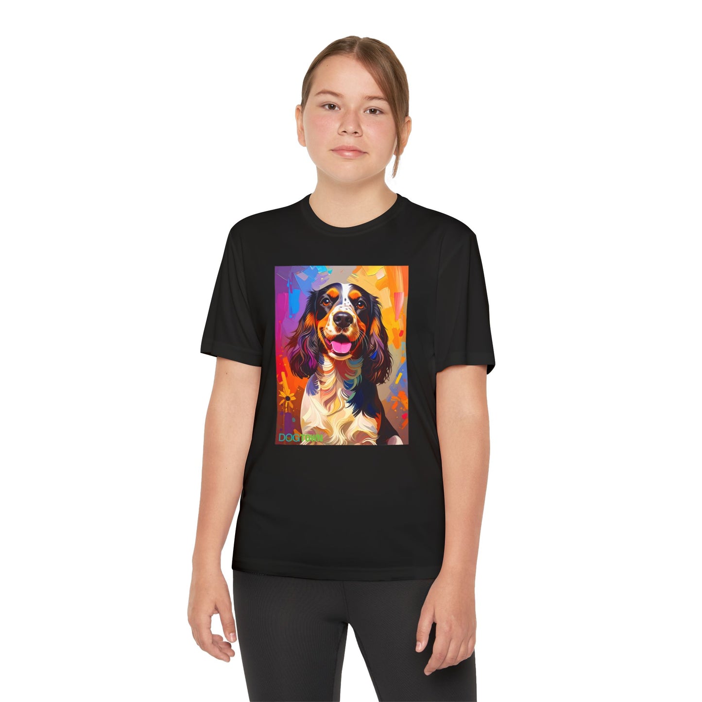 Pup Art Canvas - Kid's Sport Short Sleeve Tee (English Springer Spaniel)