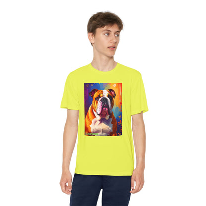 Pup Art Canvas - Kid's Sport Short Sleeve Tee (English Bulldog)