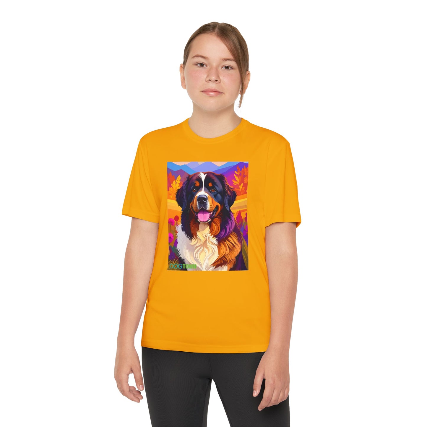 Pup Art Canvas - Kid's Sport Short Sleeve Tee (Bernese Mountain Dog)