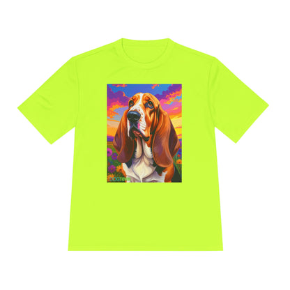 Pup Art Canvas Unisex Moisture Wicking Tee (Basset Hound)