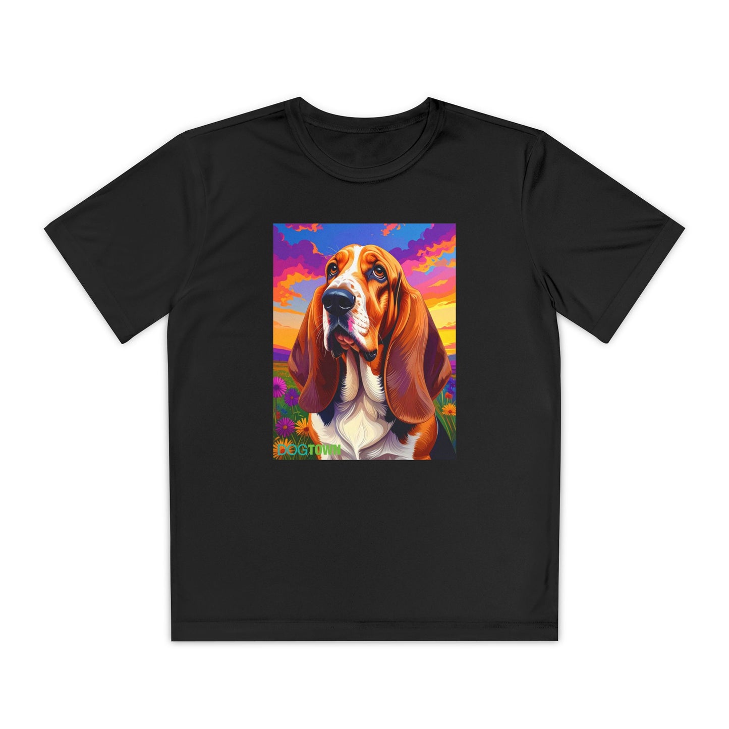 Pup Art Canvas - Kid's Sport Short Sleeve Tee (Basset Hound)