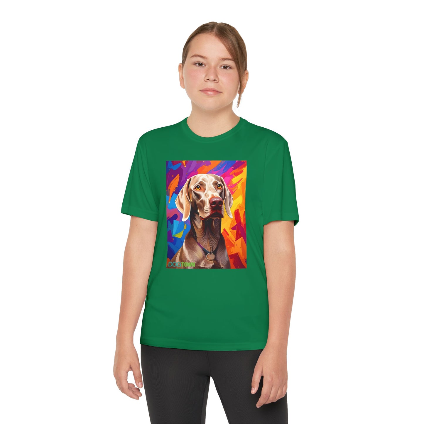 Pup Art Canvas - Kid's Sport Short Sleeve Tee (Weimaraner)