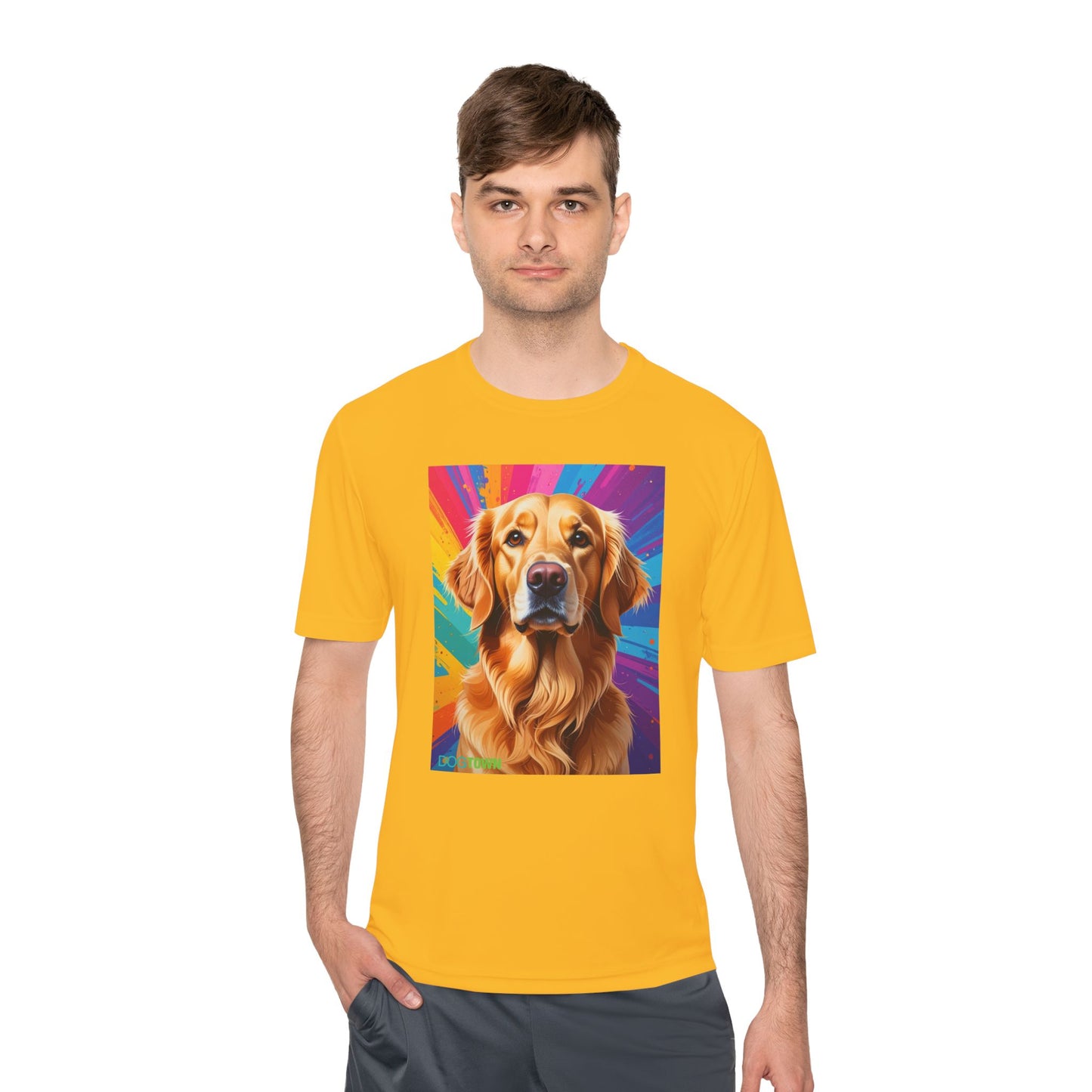 Pup Art Canvas Unisex Moisture Wicking Tee (Golden Retriever)