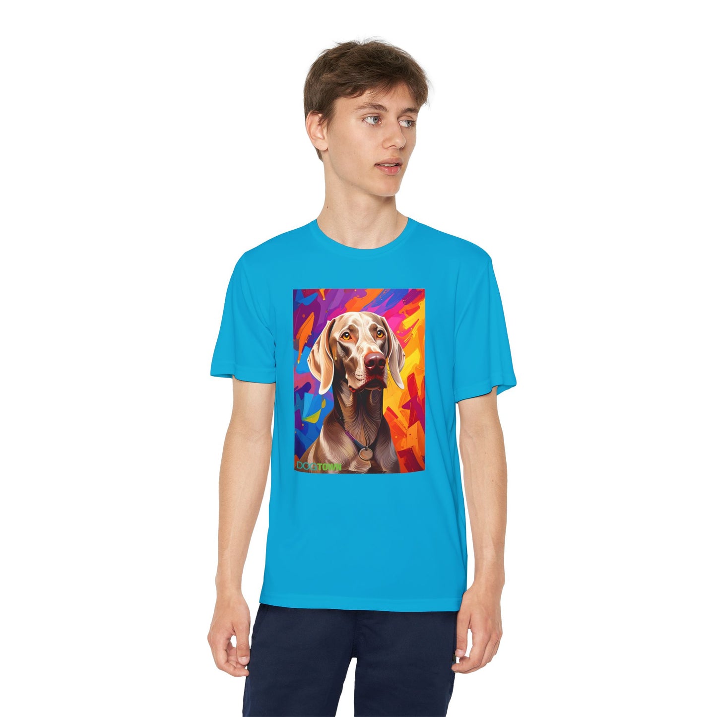 Pup Art Canvas - Kid's Sport Short Sleeve Tee (Weimaraner)