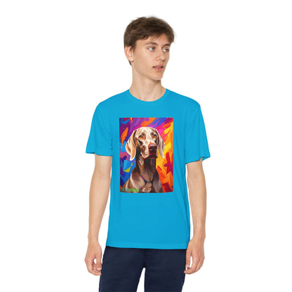 Pup Art Canvas - Kid's Sport Short Sleeve Tee (Weimaraner)