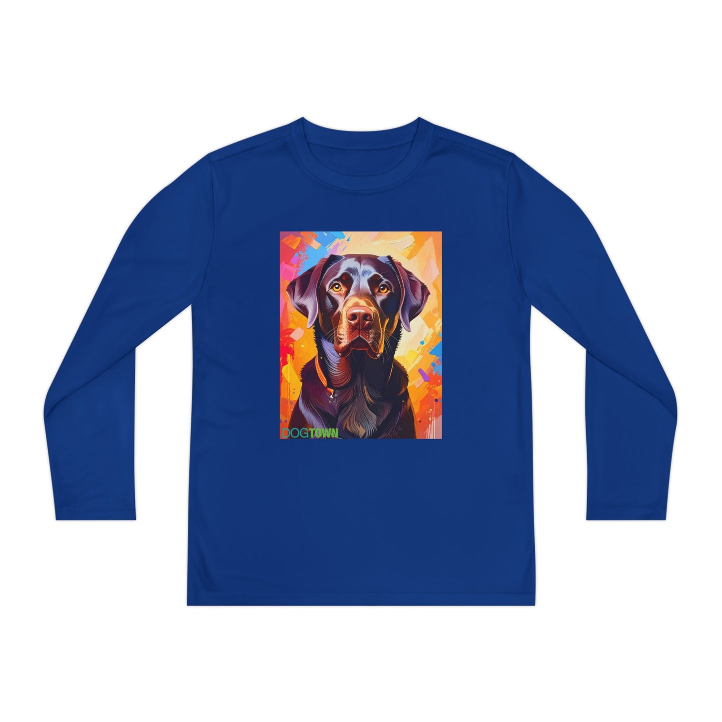 Pup Art Canvas - Kid's Sport Long Sleeve Tee (Chocolate Lab)