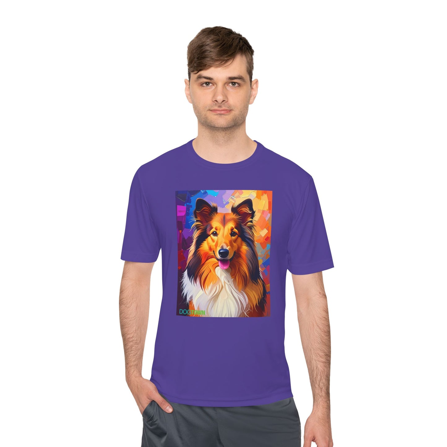 Pup Art Canvas Unisex Moisture Wicking Tee (Shetland Sheepdog (Sheltie))