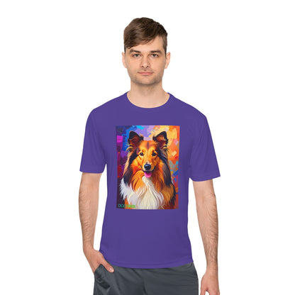 Pup Art Canvas Unisex Moisture Wicking Tee (Shetland Sheepdog (Sheltie))