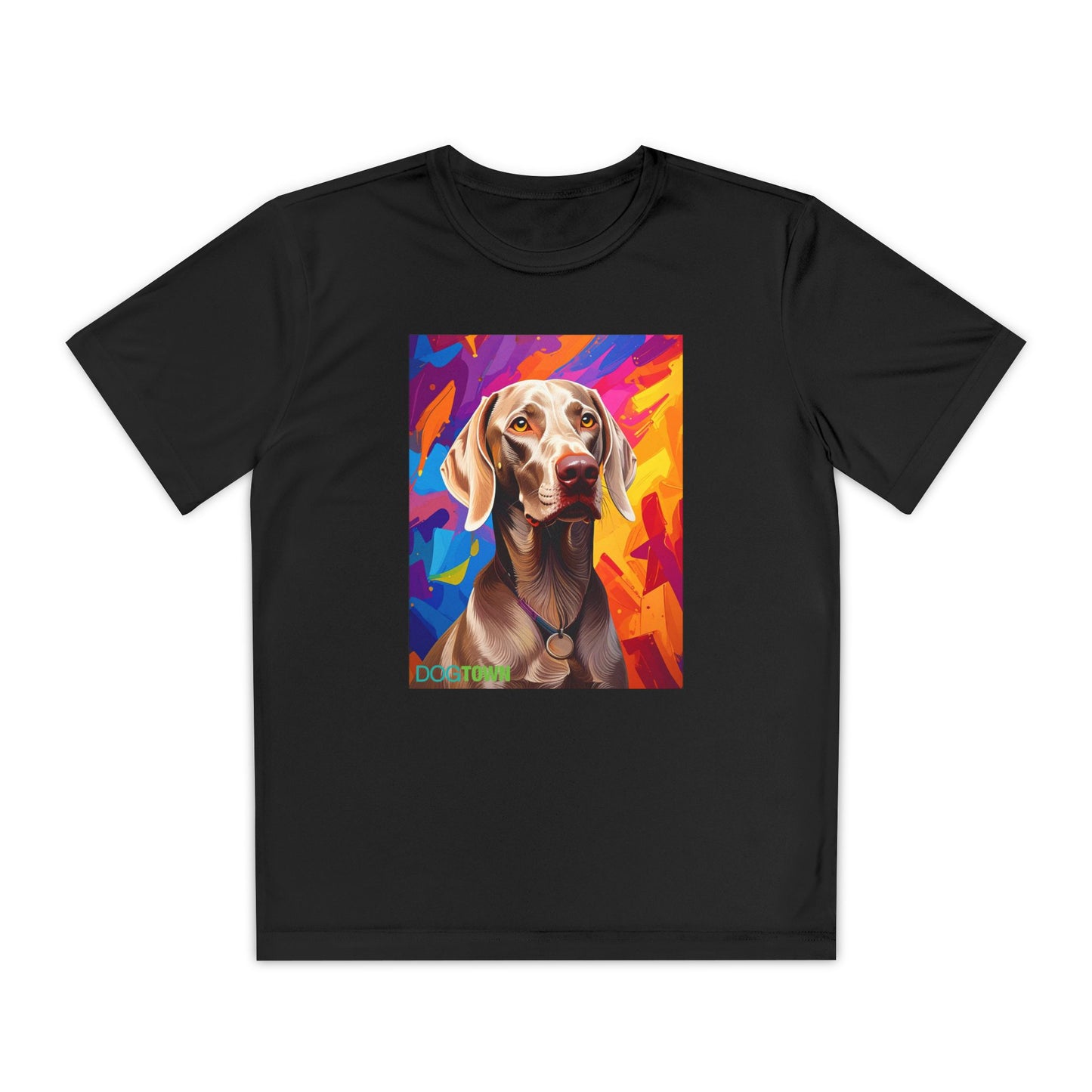 Pup Art Canvas - Kid's Sport Short Sleeve Tee (Weimaraner)