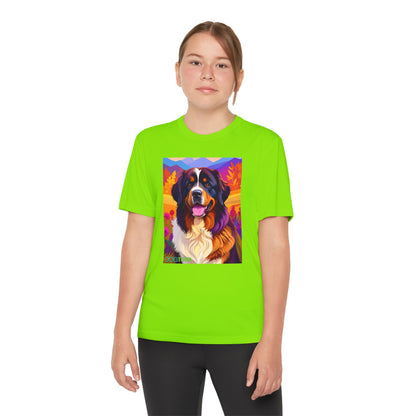 Pup Art Canvas - Kid's Sport Short Sleeve Tee (Bernese Mountain Dog)