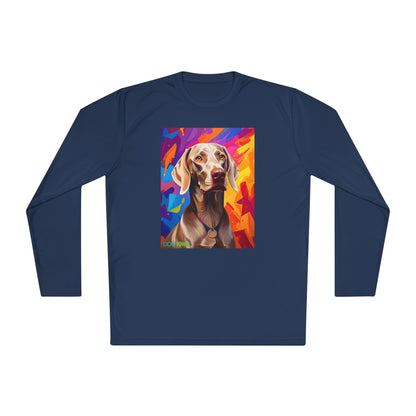 Pup Art Canvas Sport Long Sleeve Tee (Weimaraner)