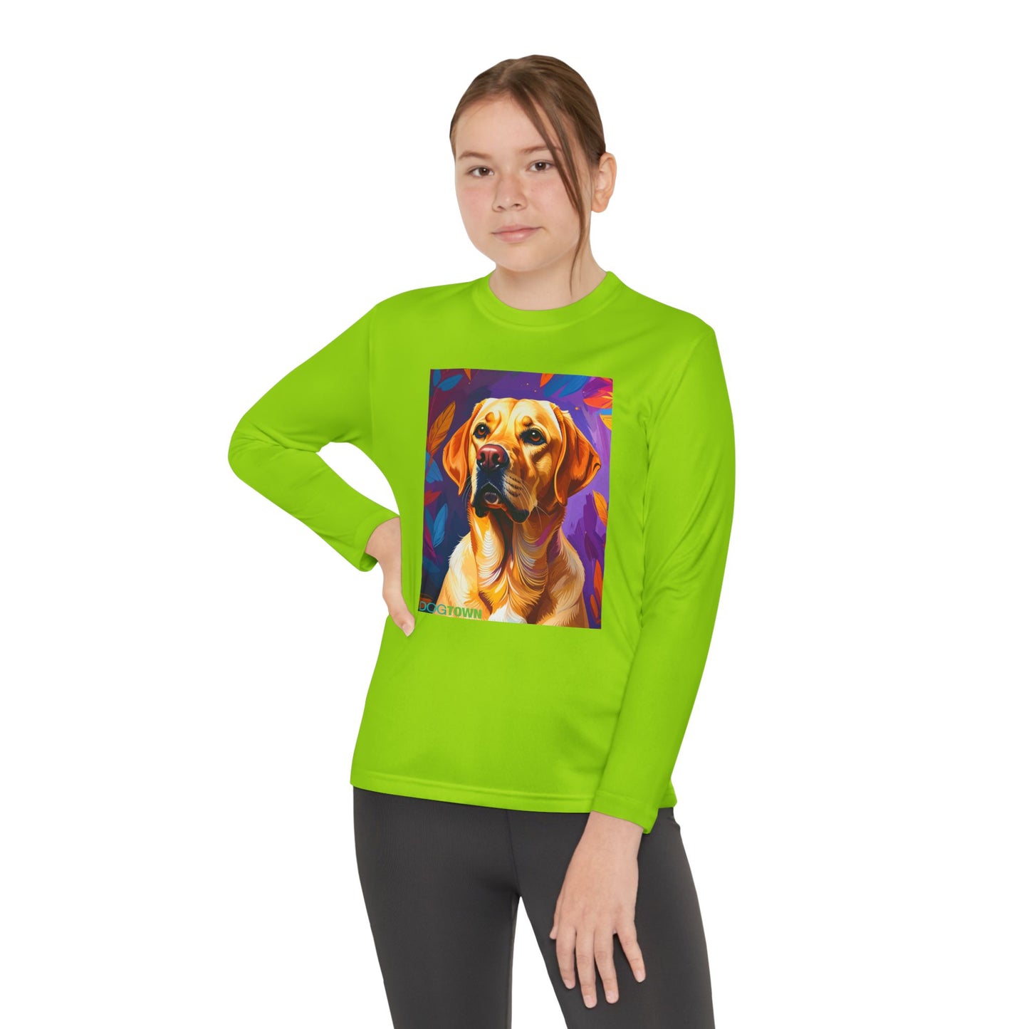 Pup Art Canvas - Kid's Sport Long Sleeve Tee (Yellow Lab)