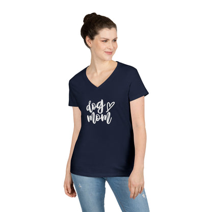 Dog Mom V-Neck T-Shirt, Cute Pet Lover Gift, Dog Lover Tee, Canine Mom Shirt, Casual Dog Apparel