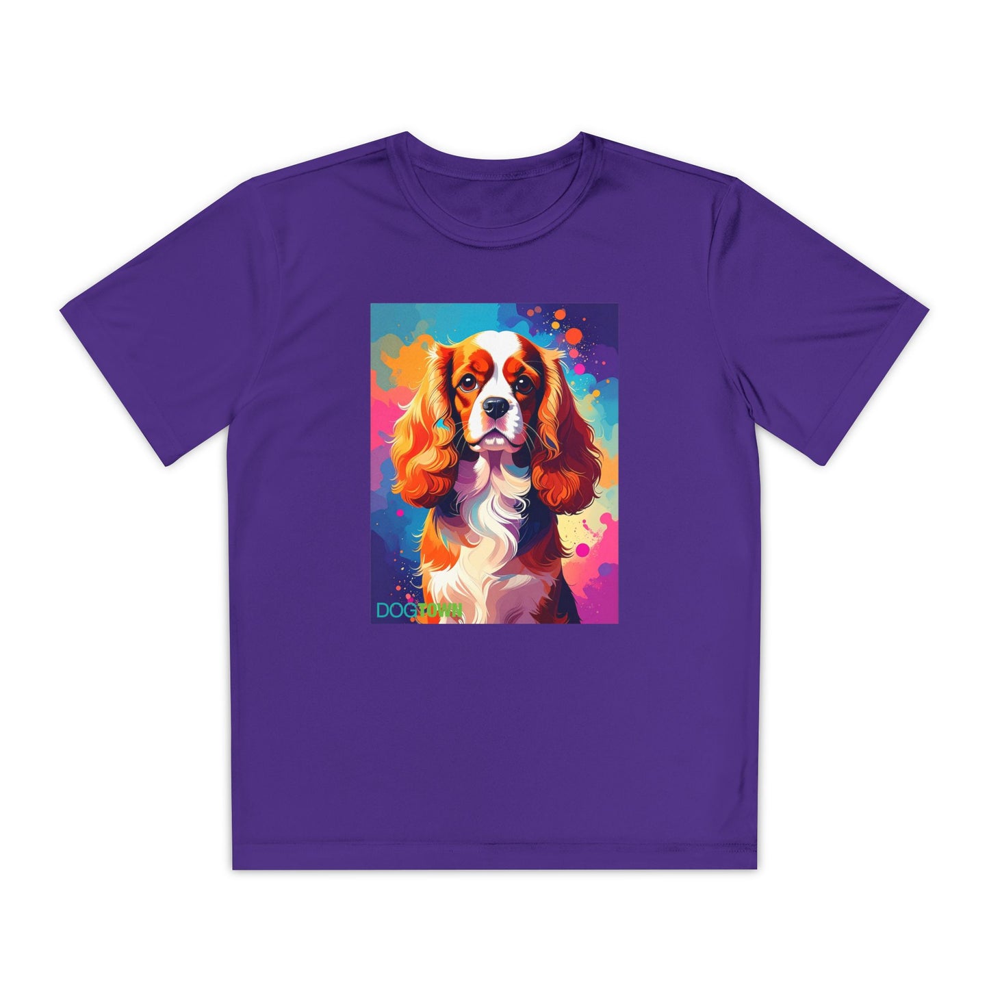 Pup Art Canvas - Kid's Sport Short Sleeve Tee (Cavalier King Charles Spaniel)