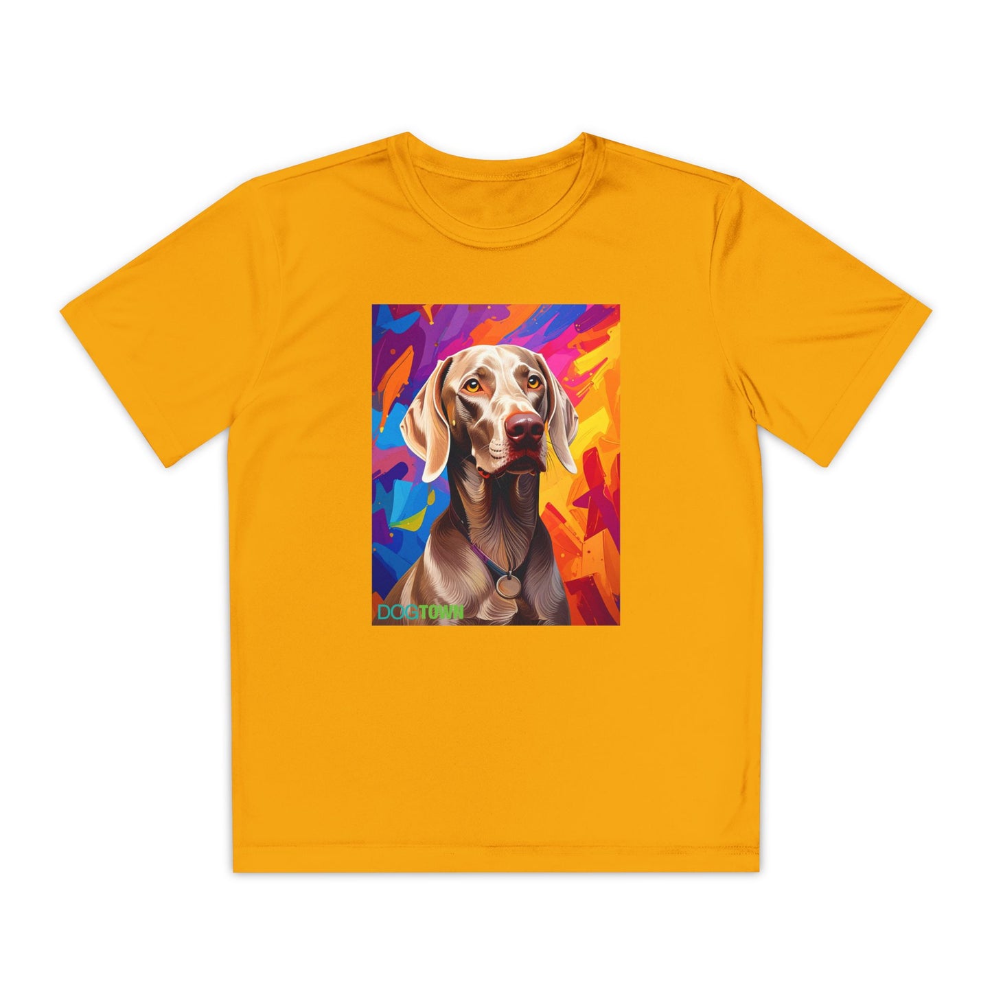 Pup Art Canvas - Kid's Sport Short Sleeve Tee (Weimaraner)