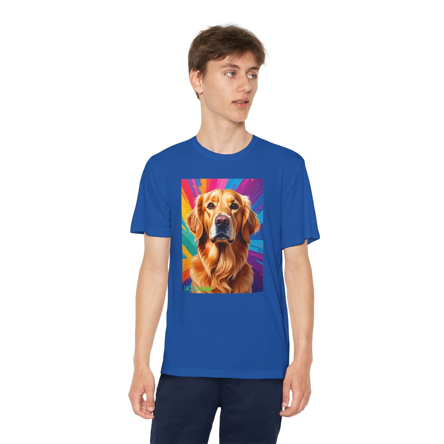 Pup Art Canvas - Kid's Sport Short Sleeve Tee (Golden Retriever)