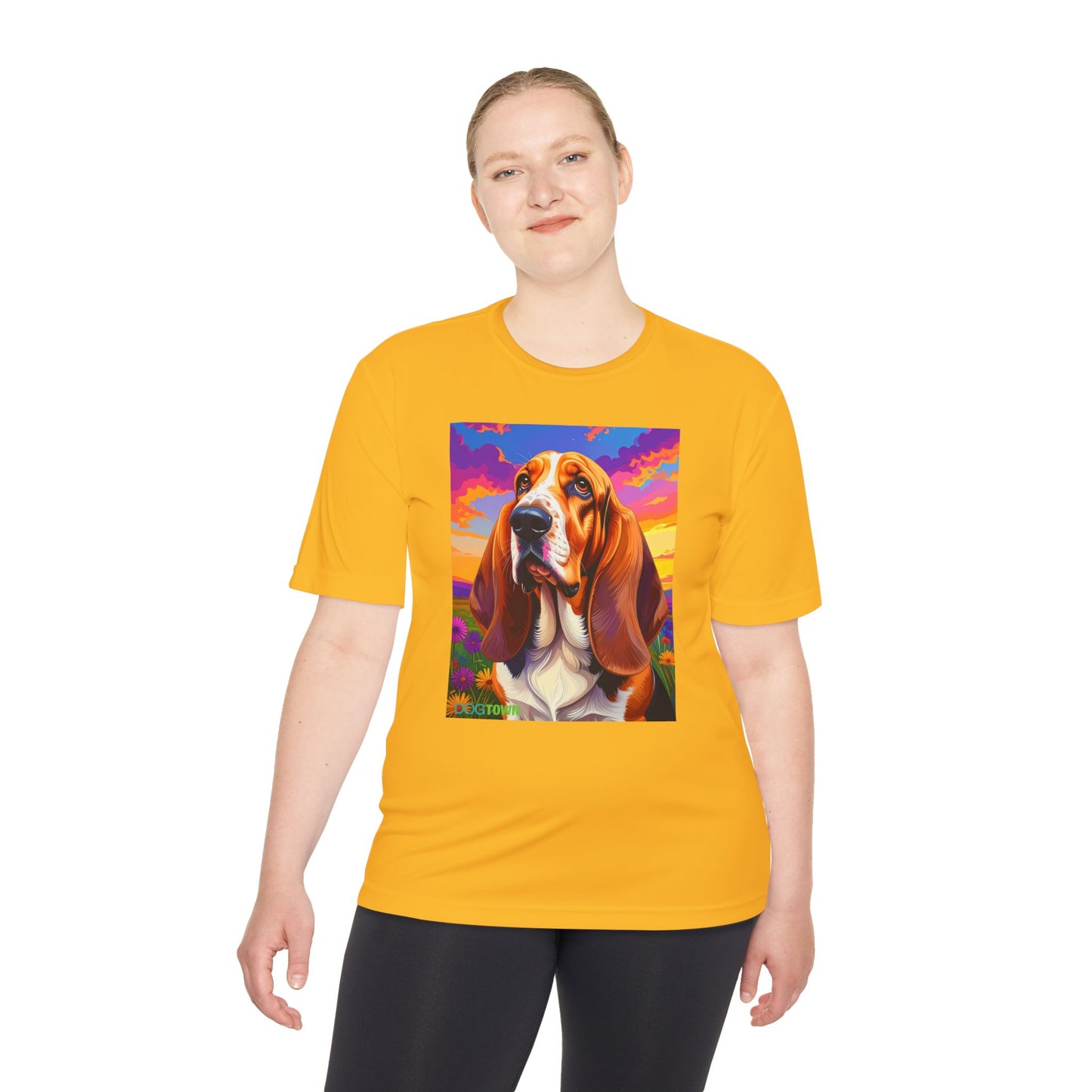 Pup Art Canvas Unisex Moisture Wicking Tee (Basset Hound)