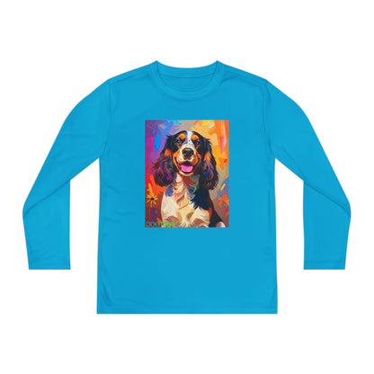 Pup Art Canvas - Kid's Sport Long Sleeve Tee (English Springer Spaniel)