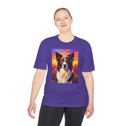 Pup Art Canvas Unisex Moisture Wicking Tee (Border Collie)