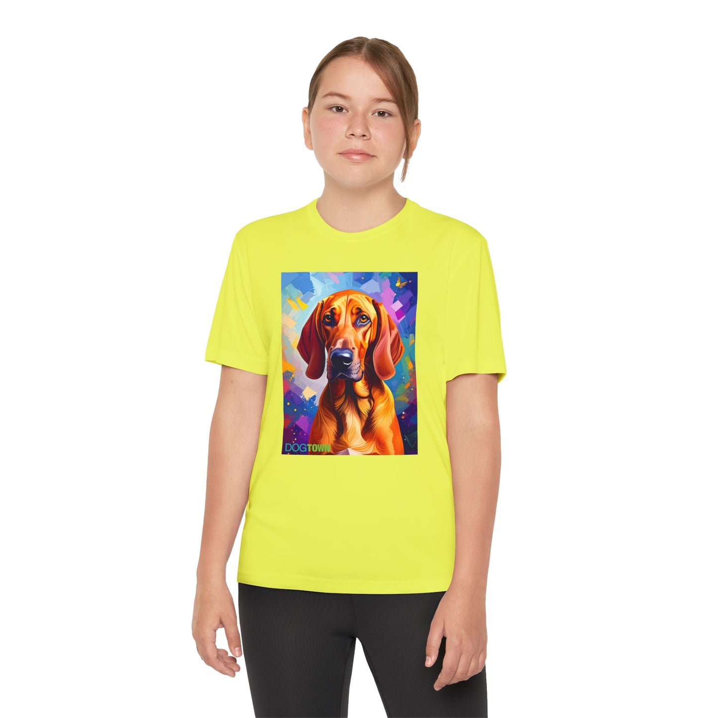 Pup Art Canvas - Kid's Sport Short Sleeve Tee (Redbone Coonhound)