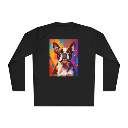 Pup Art Canvas Sport Long Sleeve Tee (Boston Terrier)