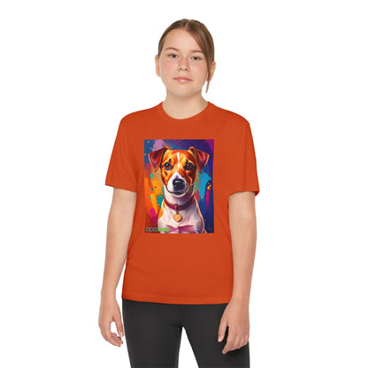 Pup Art Canvas - Kid's Sport Short Sleeve Tee (Jack Russell Terrier)