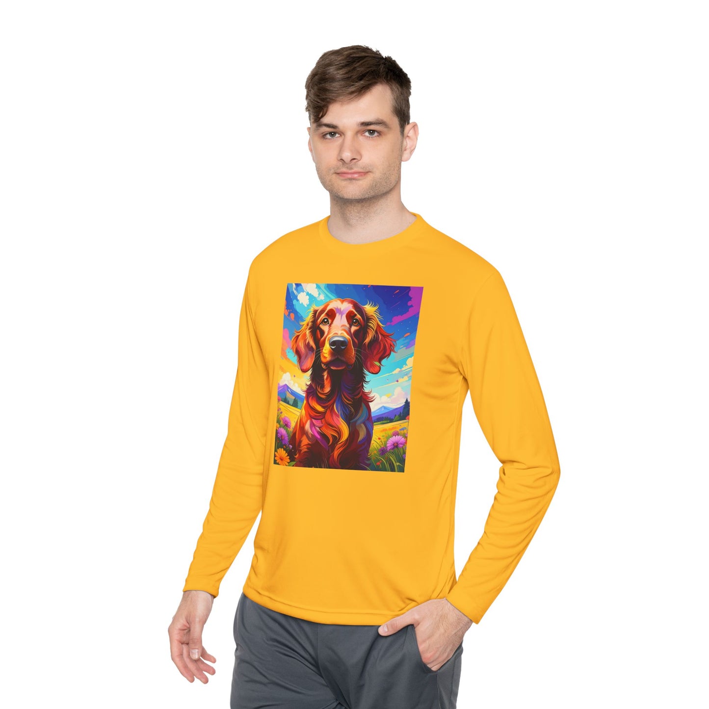Pup Art Canvas Sport Long Sleeve Tee (Irish Setter)